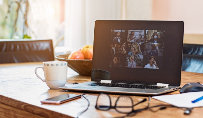 Virtual meeting on a laptop